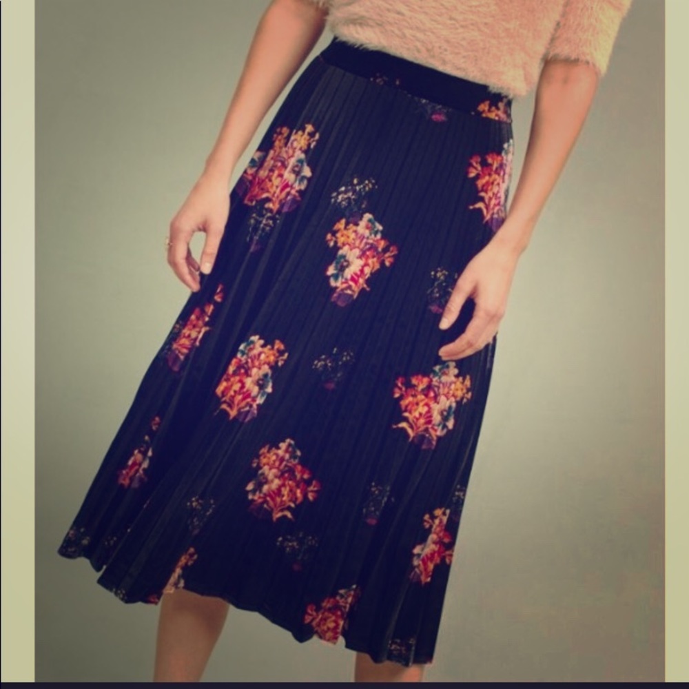 Maeve Velvet Floral Midi Skirt from Anthropologie NWT